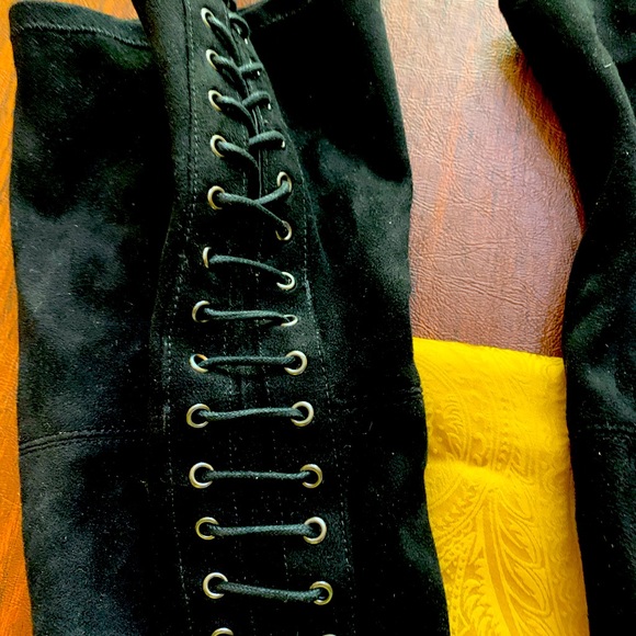 Black over the knees faux suede boots - Picture 3 of 5